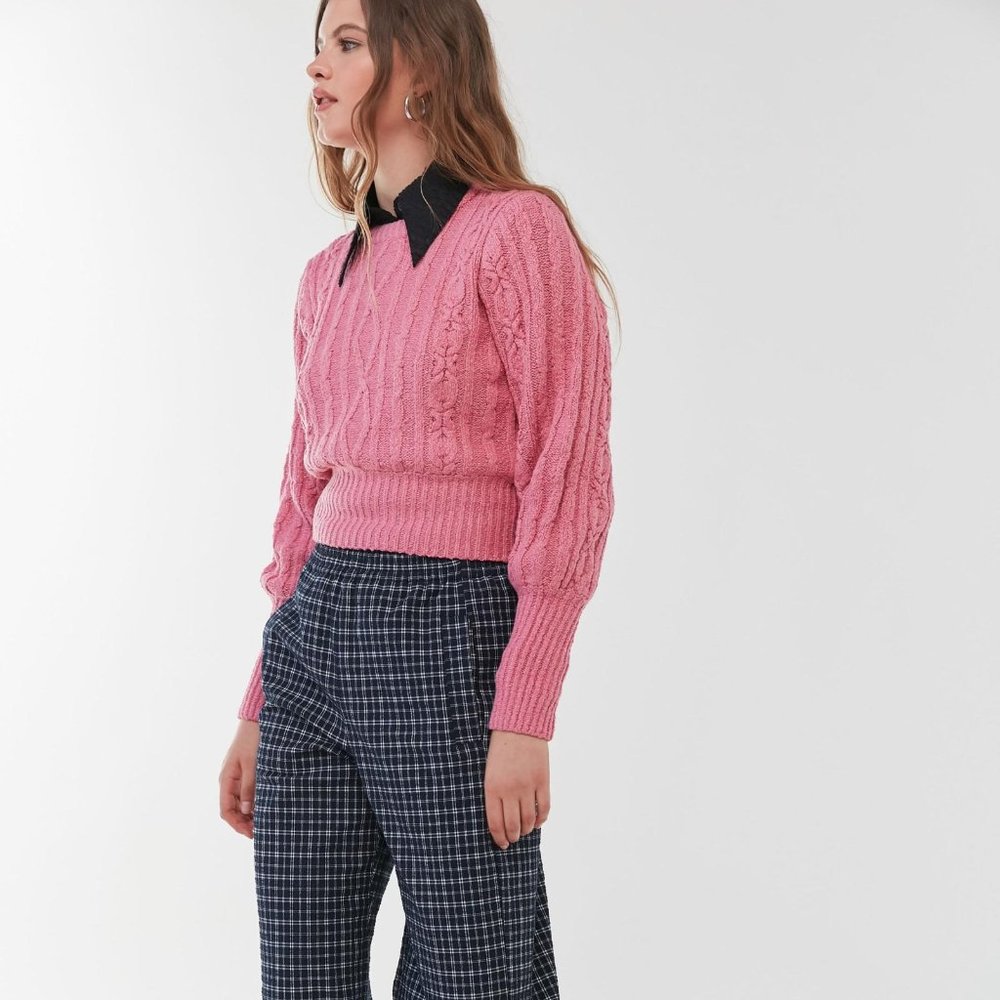 Urban Outfitters Chloe Cropped Cable Knit Sweater